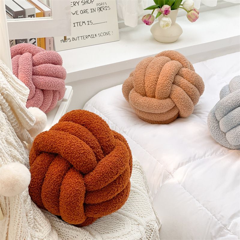 Cojín redondo de terciopelo de osito de peluche, hecho a mano, de seis colores opcional, para fotografía, cojín para sofá_voghion.com