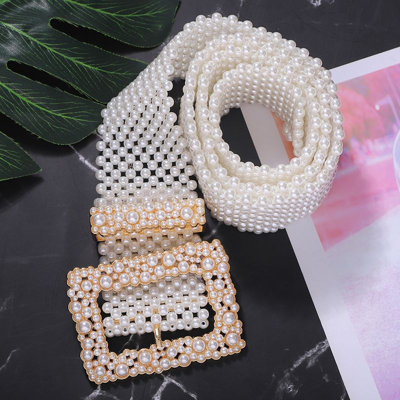 Ceinture de perles pour femmes, large sceau d'attente, mode pull jupe décorative Simple, chaîne de perles, bijoux pour filles_voghion.com
