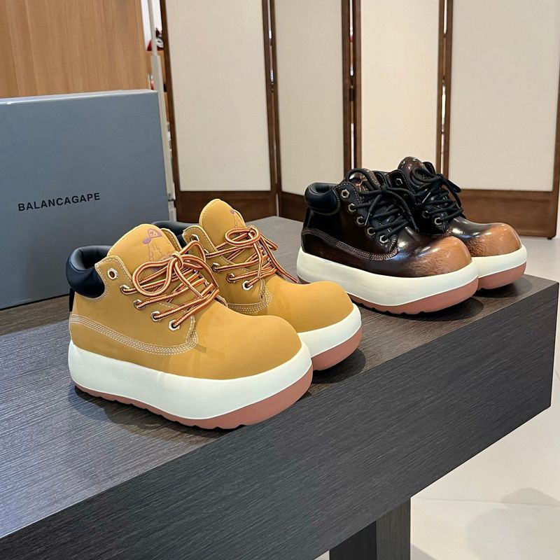 2025 Autumn New Cute Big Head Yellow For Women Thick Sole Hiking Work British Style Versatile Martin Boots_voghion.com