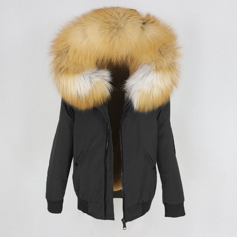 Abbigliamento donna nuovo parka con fodera in pelliccia artificiale ispessita, giacca con collo in pelliccia di volpe vera staccabile, cappotto di pelliccia_voghion.com