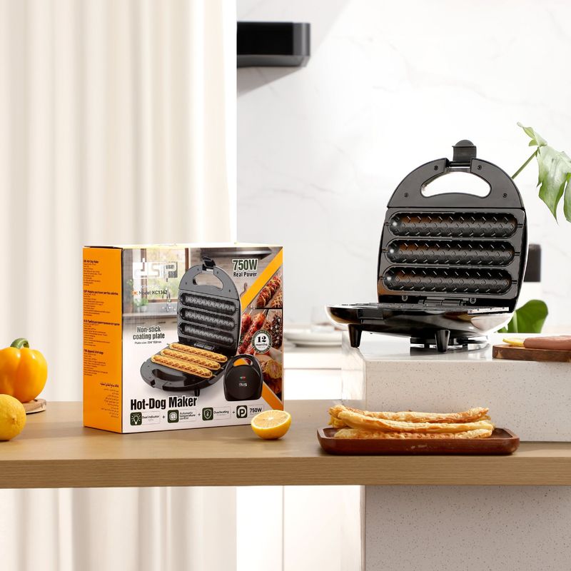 Macchina elettrica per hot dog, 3 corn dog, piastra per waffle, antiaderente, riscaldamento a doppia faccia, piastra da cucina per feste_voghion.com