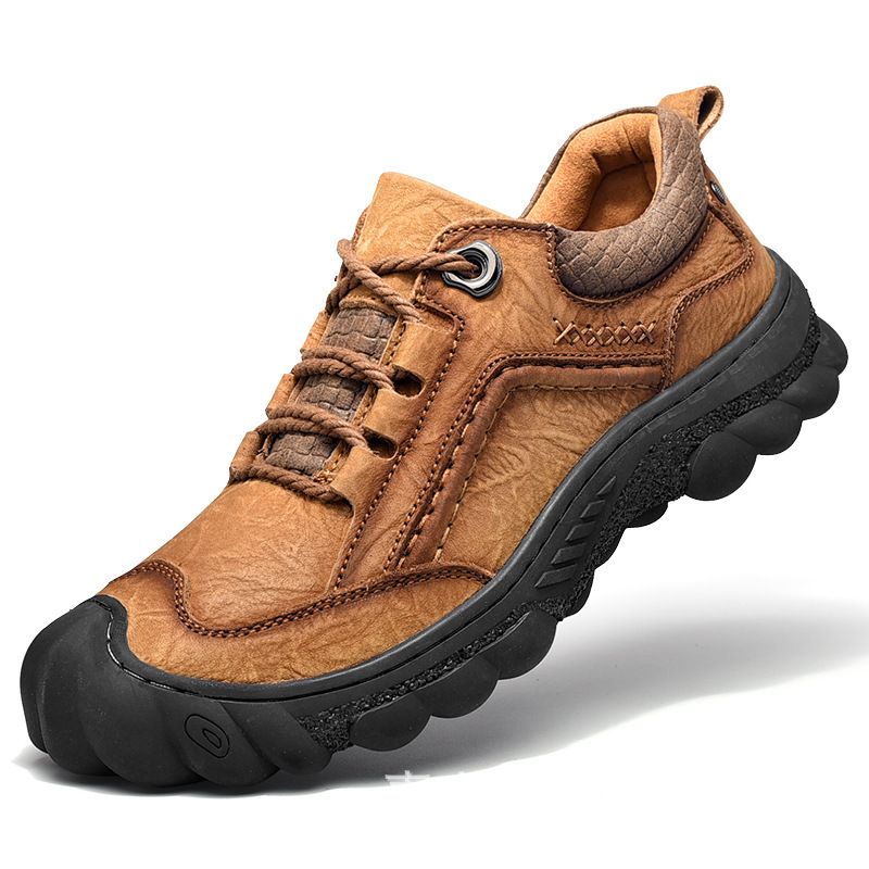 Neue Herren-Oberschicht-Rindsleder-Casual-Männer-Echtleder-dicke Sohle rutschfeste Sport-Outdoor-Wanderschuhe_voghion.com