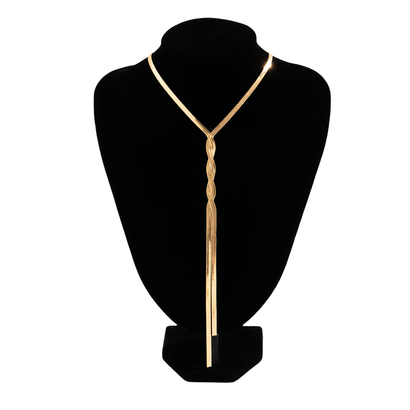Dames sieraden hiphop metalen wind snake bone chain ketting trend geometrisch lang geweven sleutelbeen ketting_voghion.com