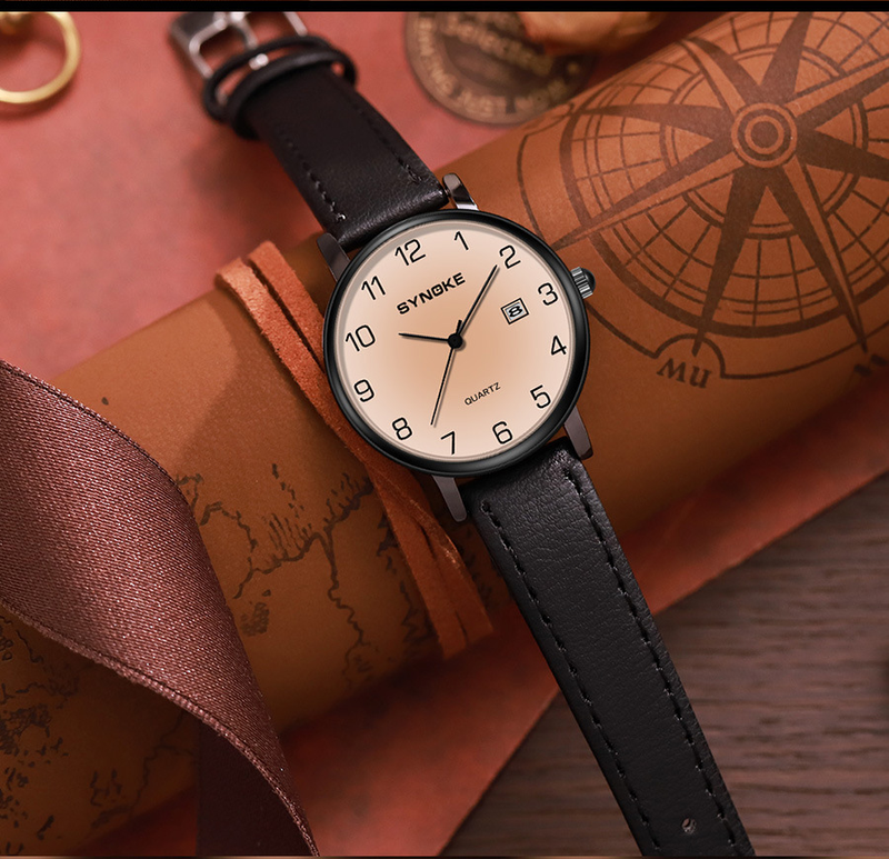 Orologio da studente, orologio al quarzo semplice e alla moda per uomo e donna, quadrante marrone, design digitale, modello retrò casual per coppie_voghion.com