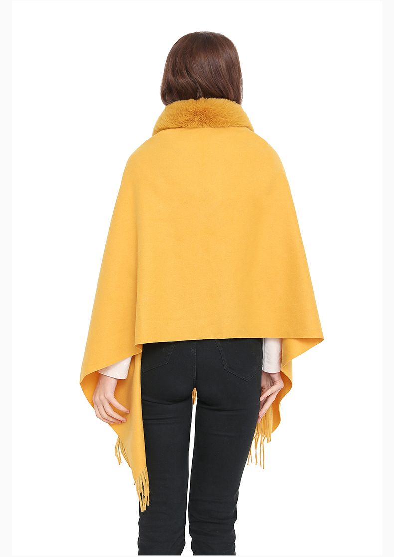 Winter wool collar scarf dual-use women's i mitation cashmere thick dress shawl_voghion.com