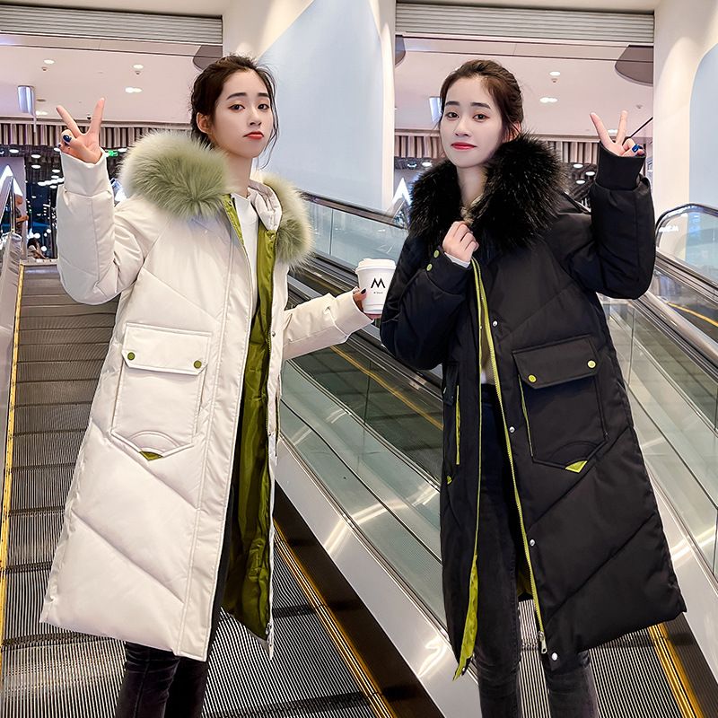 Consegna di piumini e S per le donne, nuovo stile lungo invernale, sopra il ginocchio spesso, versione coreana, cotone sciolto_voghion.com