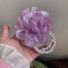 Fascia per capelli con fiori di perle e rosa secca, con testa a sfera bassa, piccola corda per capelli fresca, super fata, accessori per capelli_voghion.com