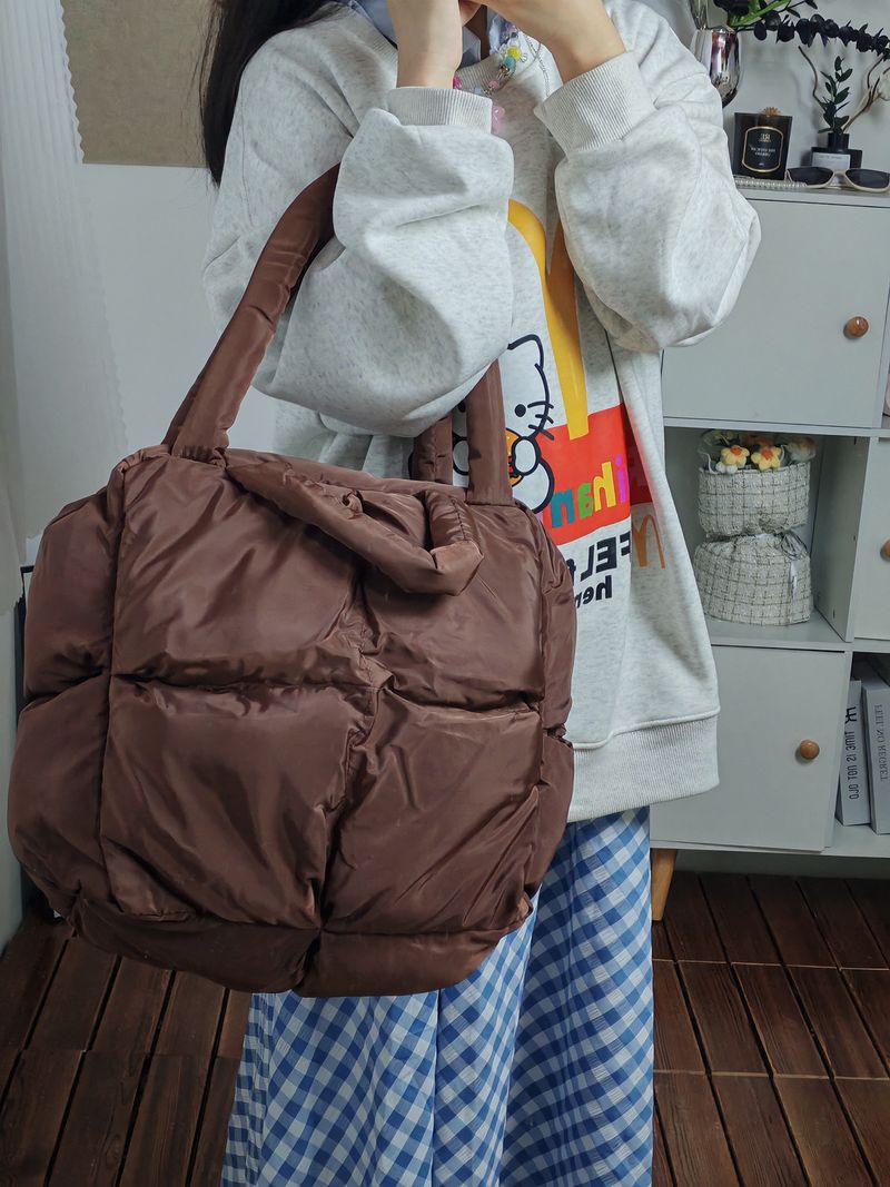 Borsa tote di alta qualità a forma di diamante, morbida in cotone, grande capacità, per donna, 2024, nuova borsa a tracolla versatile sottobraccio per autunno e inverno_voghion.com