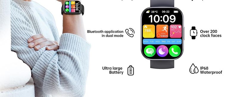 Reloj deportivo inteligente BT103 con Bluetooth, control del ritmo cardíaco y del sueño, para exteriores, 2025_voghion.com