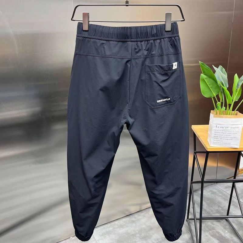 Pánské letní kalhoty s elastickým pasem, tenké stahování kotníků, oversized zúžené, sportovní, volný střih, rychleschnoucí za 9 minut_voghion.com