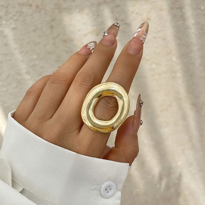 Chunky Dome Ring for Women Gold Silver Minimalist Twisted Ring Stacking Statement Adjustable Open Ring Band_voghion.com