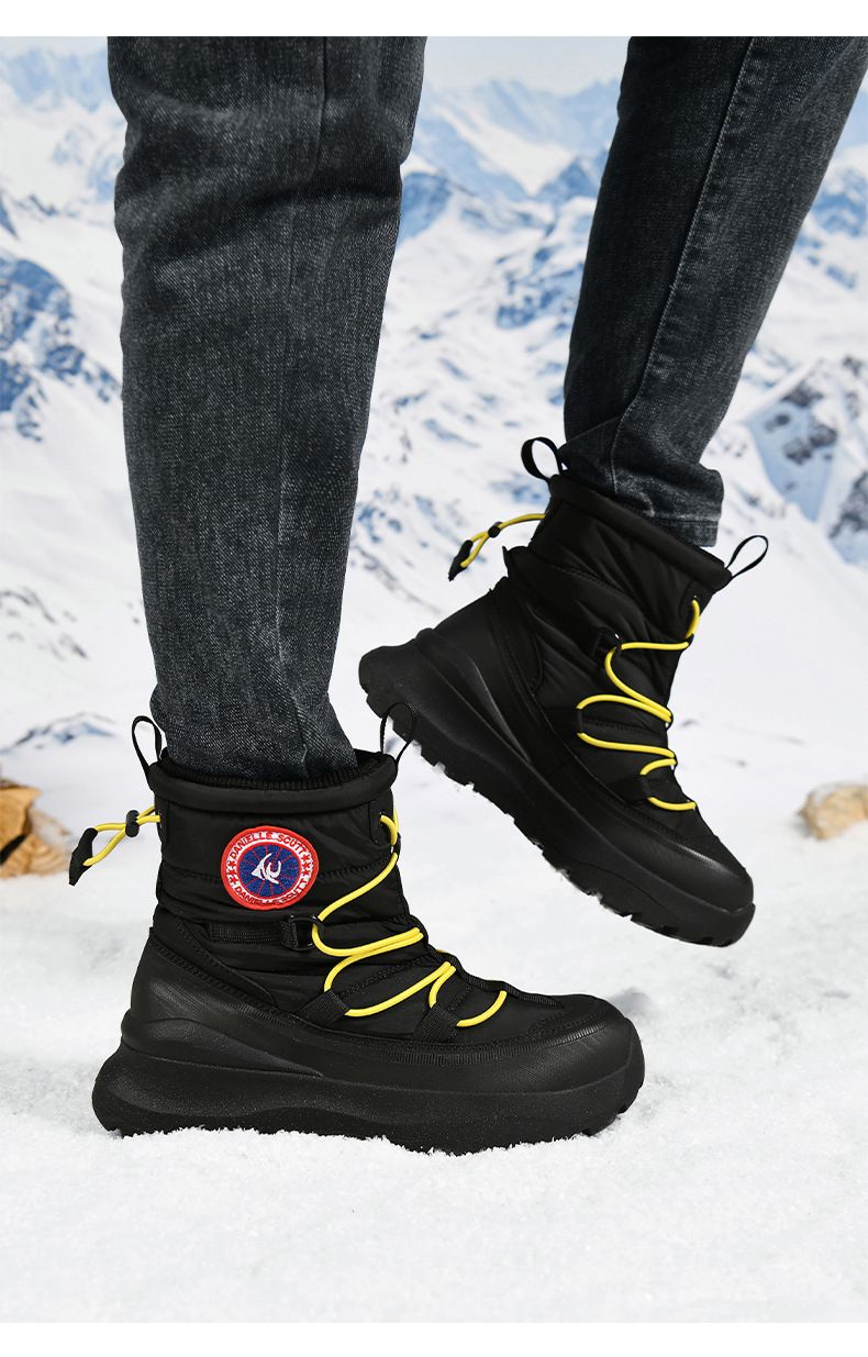 Stivali da neve invernali unisex con fodera in pile spesso - Tomaia in tessuto impermeabile antipioggia, suola in gomma antiscivolo, solette imbottite per escursionismo e attività all'aperto_voghion.com