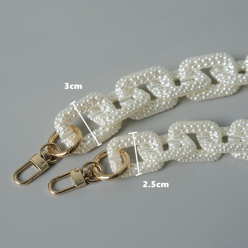 Pure White Acryl Perle Unterarm frauen Tasche Mode DIY Kette_voghion.com