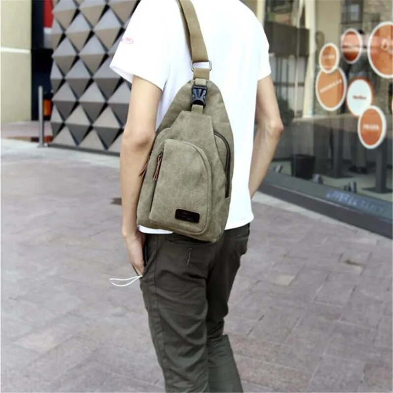 2023 Brand New Men Vintage Canvas Leather Satchel Sling Chest Pack Multifunctional Outdoor Small Shoulder Bag_voghion.com