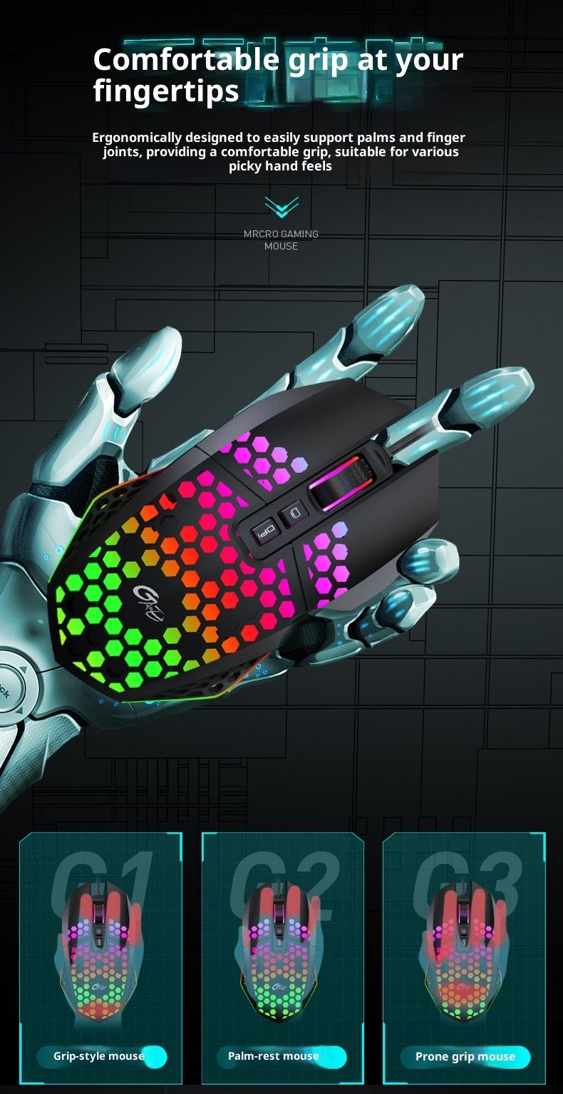 Digitex Digitex Huma X801 Wired Gaming RGB Lighting Computer Competition USB Mouse Cross-Border Trade_voghion.com