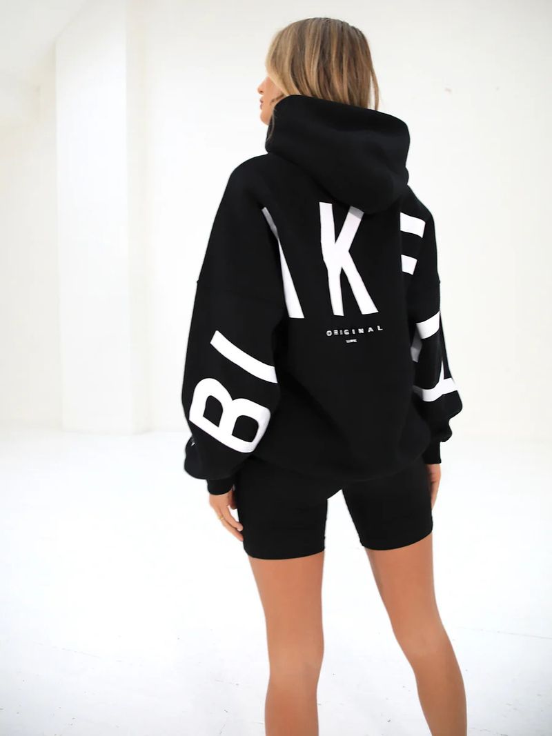 Damen-Sportmode, modischer Hoodie mit Buchstabenprint in großen Größen, lässiger, lockerer Pullover_voghion.com