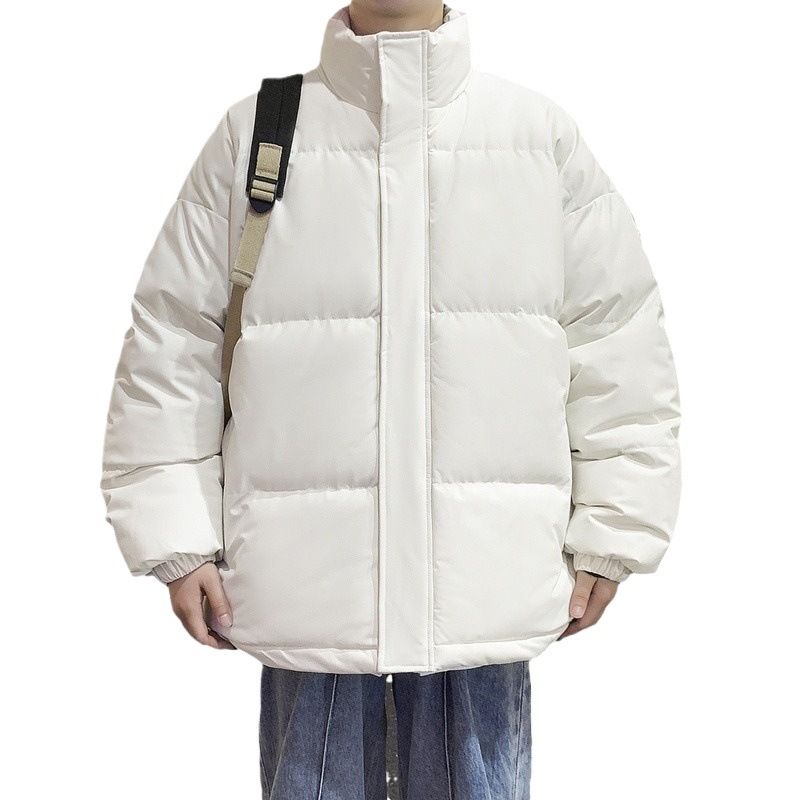 Plus Size Unisex Winter Puffer Jacket Stand Collar Loose Thickened Cotton Coat For Men_voghion.com