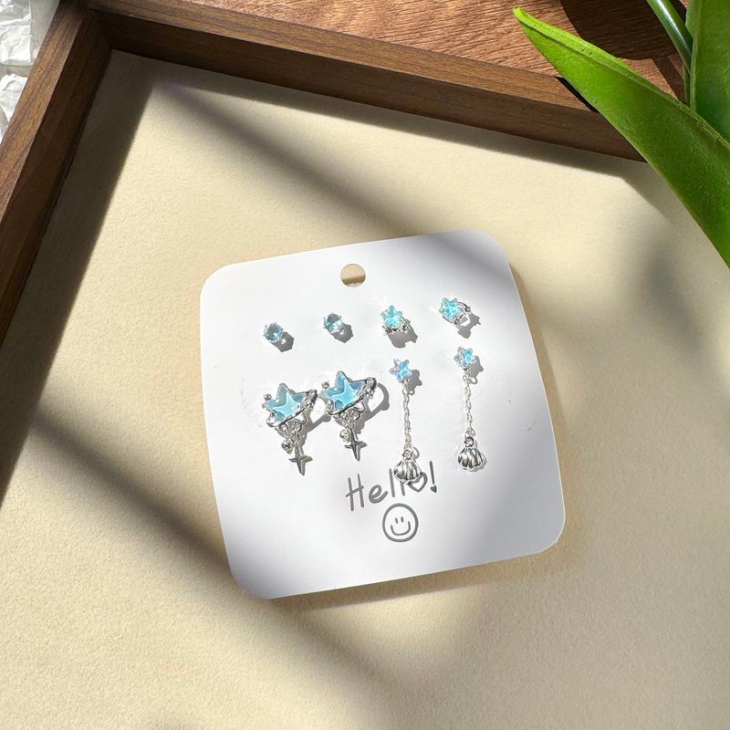 Ocean Star Super Immortal Explosive Clear Stars Premium Ohrstecker Design Temperament Vielseitige Ohrringe_voghion.com