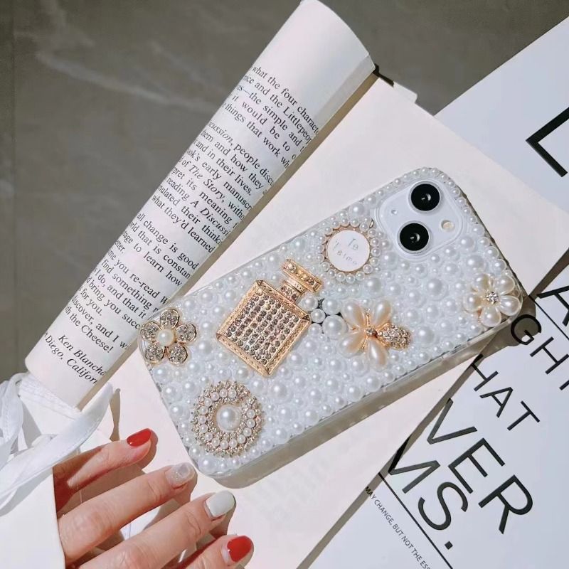 Diamond for Samsung S24, S21, S20, FE, S22, 23Ultra, Note20, Fashion, Bling, Rhinestone, Pearl, Perfume Bottle, Case_voghion.com