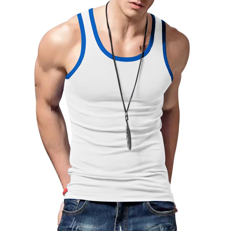 2024 New Trendy Straddle Sports Casual Men's Summer Bottom Multi Color Sweatshirt Tank Top_voghion.com