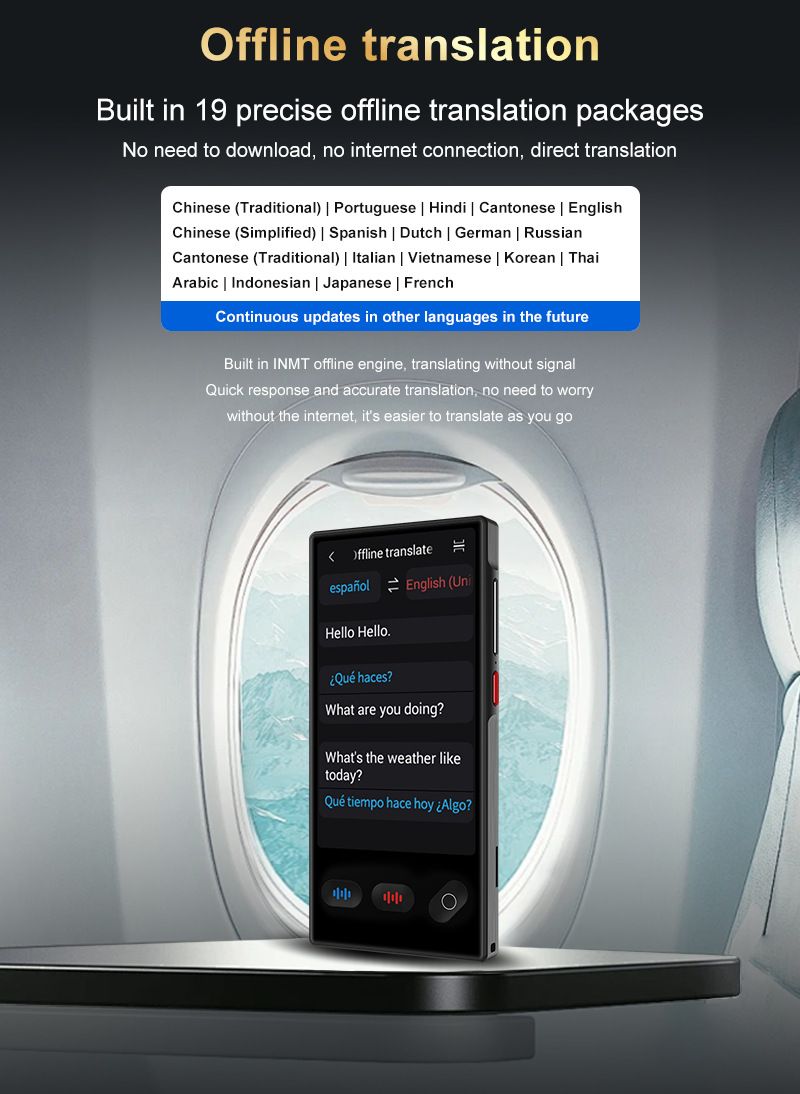 Traductor de voz sin conexión S35: traducción en tiempo real de ruso y mongol | Compacto y con Bluetooth | Ideal para viajes y negocios_voghion.com