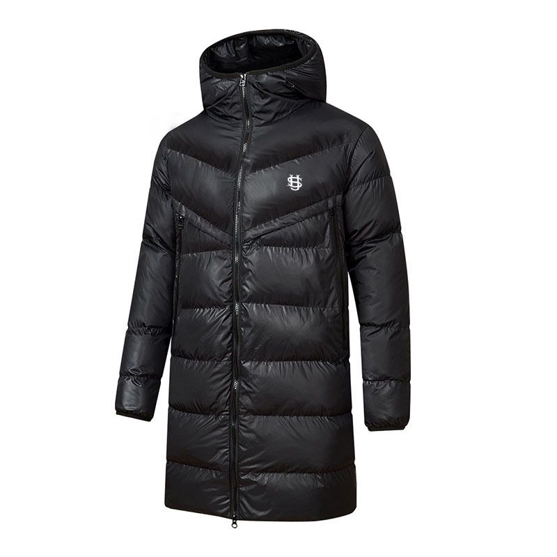 Giacca invernale da uomo in cotone alla moda, con cappuccio, di media lunghezza, ricamata, spessa e calda, in cotone, versione aggiornata_voghion.com