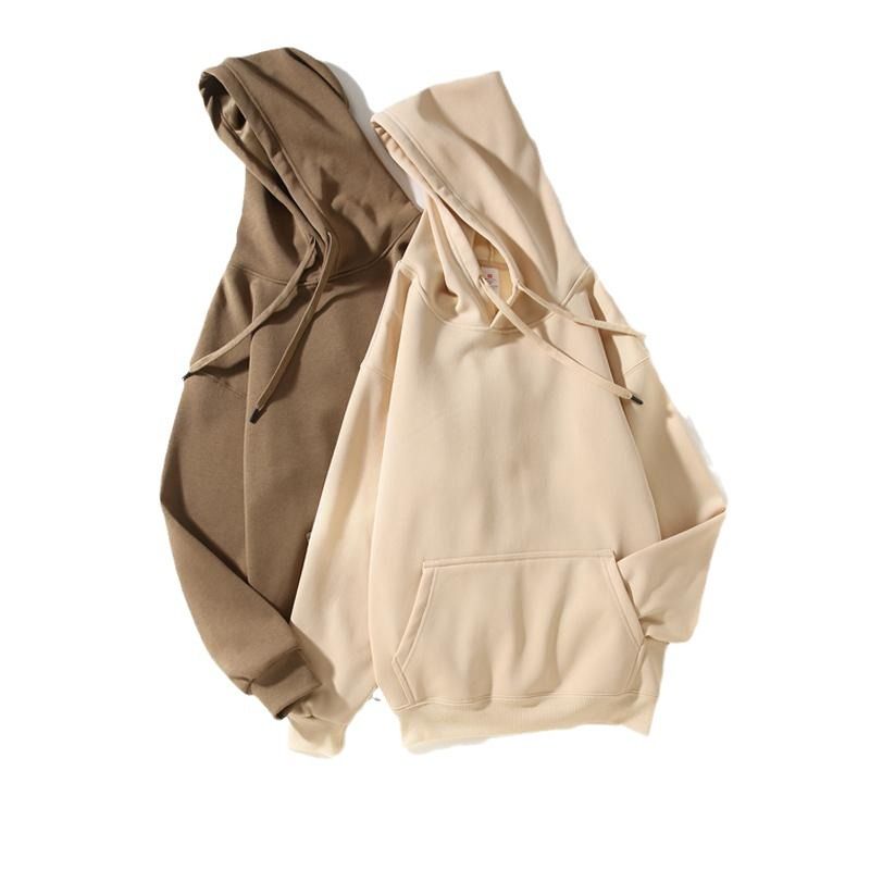 400 g Silberfuchs-Fleece-gefüttertes Sweatshirt, langärmelig, überschnittene Schultern, Kapuzenpullover, lockere Passform, Herbst/Winter, Herren, koreanischer Stil_voghion.com