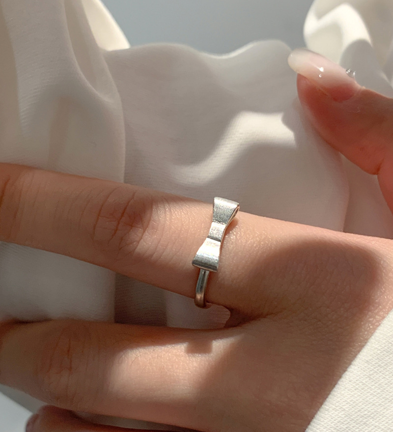 Sier VENUS Sterling Fashion Frosted Butterfly Ring Ladies Personality Simple Ring Jewelry Gift Wholesale_voghion.com