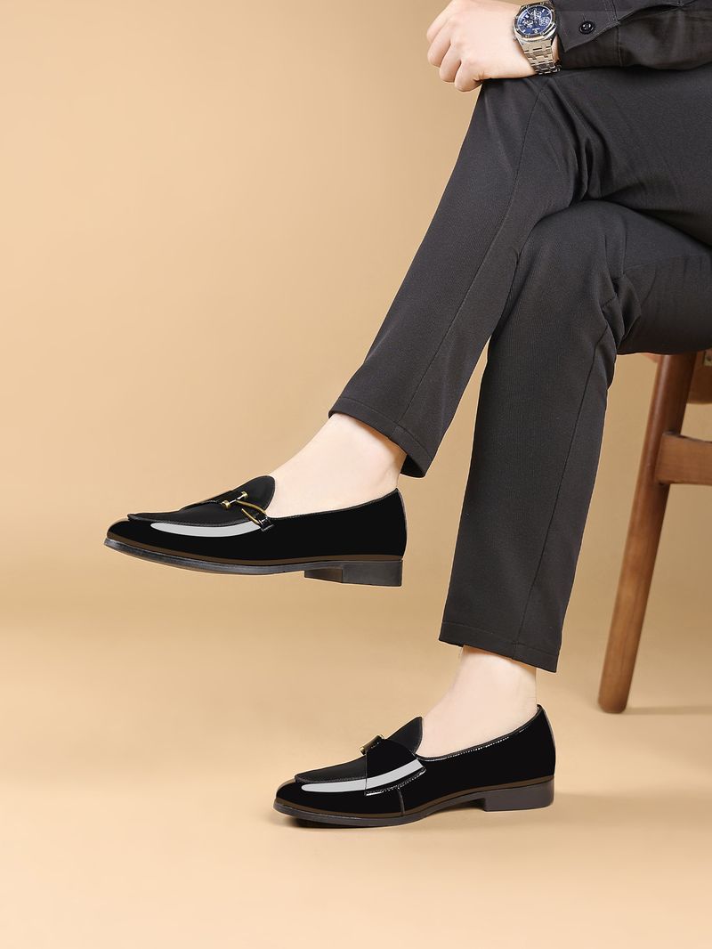 Mocassins décontractés à bout carré pour hommes avec boucle latérale - Chaussures professionnelles et élégantes pour les affaires et les loisirs (Pointures 40-48)_voghion.com