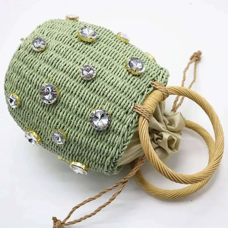 Designer Bags Summer Round Rattan Handmade Dia Pearl Bohemian Leisure Straw Bucket Knitting Shoulder Crossbody Beads_voghion.com