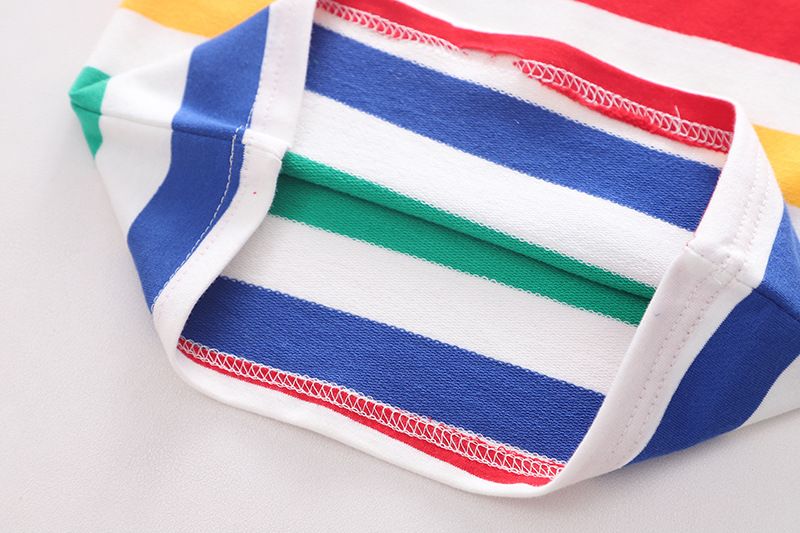 Kostym 2024 Nya Pojkar Randiga Tecknade Kortärmade Tvådelade Set Sommar Barnkläder_voghion.com