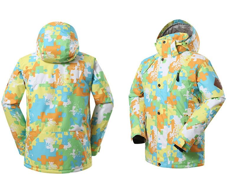 001 001 Herren Skijacke mit Blumenmuster, Snowboardjacke, Winterjacke, winddicht, wasserdicht, gefüttert, warm, für Outdoor-Aktivitäten, Reisen und grenzüberschreitende Schneetouren_voghion.com