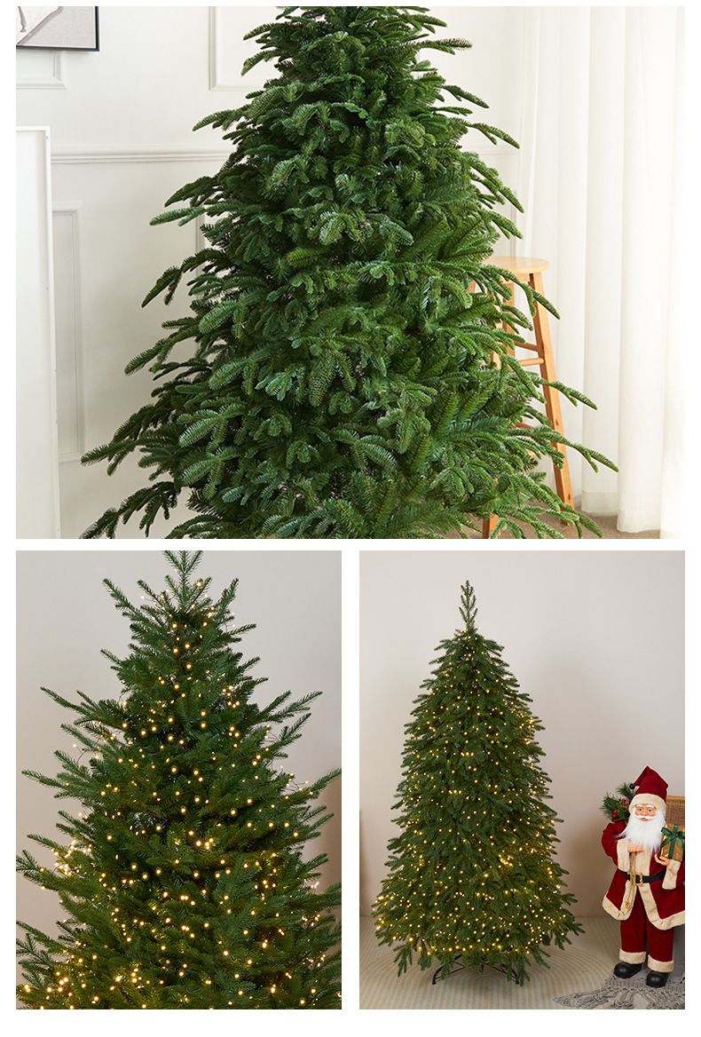 Realistischer PE-Tannenbaum mit optionaler warmweißer Beleuchtung - 150 cm/180 cm/210 cm, beflockte Weihnachtsdekoration für den Innenbereich (mit und ohne Beleuchtung, einfacher Aufbau)_voghion.com