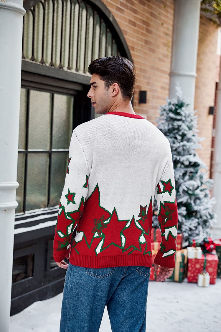 Alpaka-Jacquard-Langarm-Weihnachtspullover für Herrenbekleidung 2024 Herbst/Winter Neuer lässiger Strickpullover mit Kapuze_voghion.com