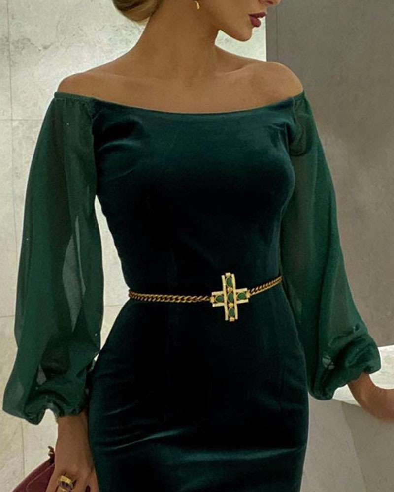 Damen Kleidung One-Shoulder Samtkleid_voghion.com