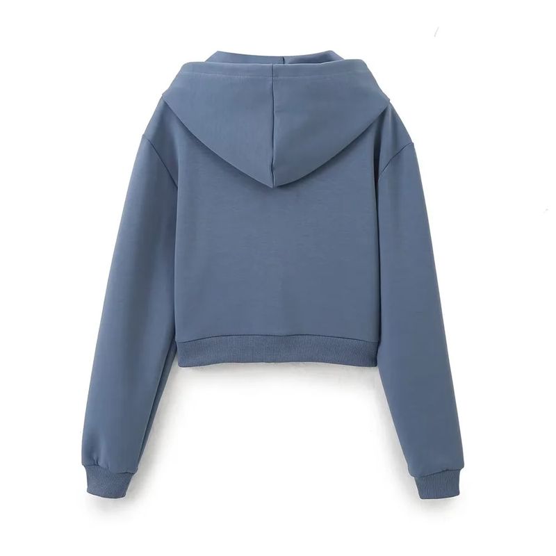 Frae Kleeder Stil Stitch Dekoratioun Elastesch Taille Doppelsäiteg Stoff Bell Bottom Hosen Zipper Sweatshirt Kostüm_voghion.com
