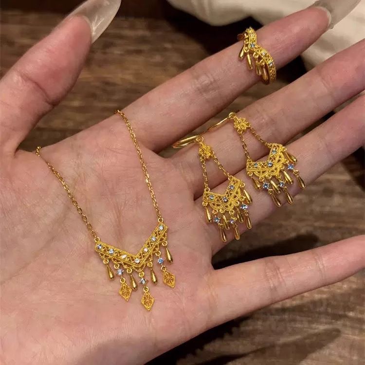 Light Luxury New Chinese Style Ancient Method Tassel Water Drop For Women Exquisite High-end Niche Personality Design_voghion.com