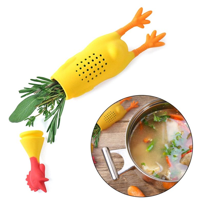 3 pezzi carino in silicone pollo gallo gallina infusore in silicone per teiera condimento contenitore per spezie scatola riutilizzabile OK 0988_voghion.com