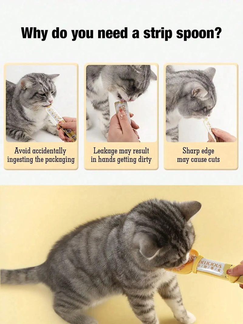 1/3PCS Cat Strip Feeder Spoon Long Handle Lickable Wet Food Feeder For Cats Pet Meat Mud Food Squeeze Dispense Spoon Pet Supplie_voghion.com