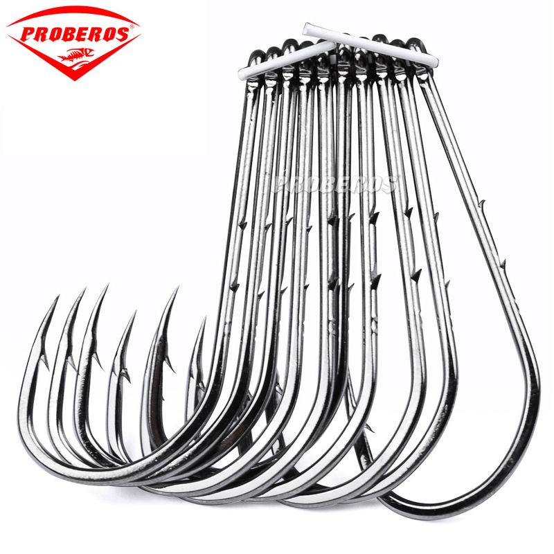 PRO BEROS Alto Carbono Peixe Com Farpas Aço Inoxidável Pesca Marítima Anzóis Simples Ordinários A Granel_voghion.com