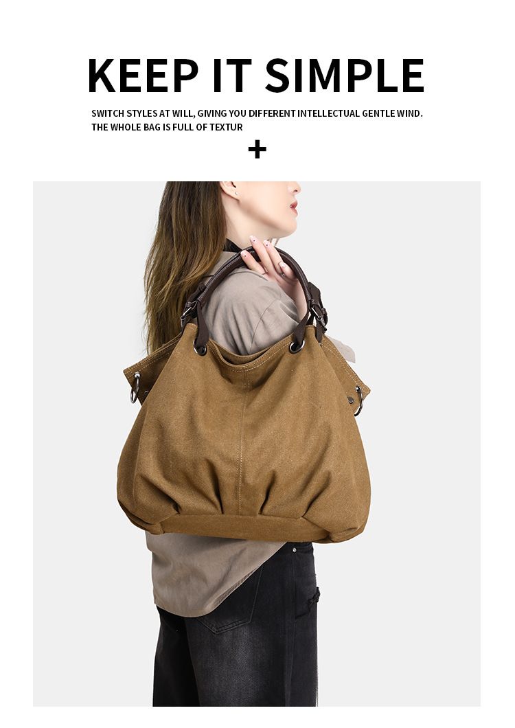 Women's Tote Bag Large Capacity Vintage Tote Bag Women's Commuter Tote Large Capacity Tooling Canvas Bag Student Class Bag_voghion.com