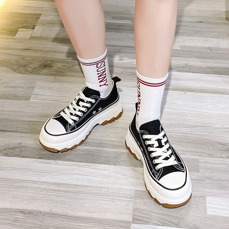 Summer Height-Increased Breathable Canvas All-match White Shoes_voghion.com