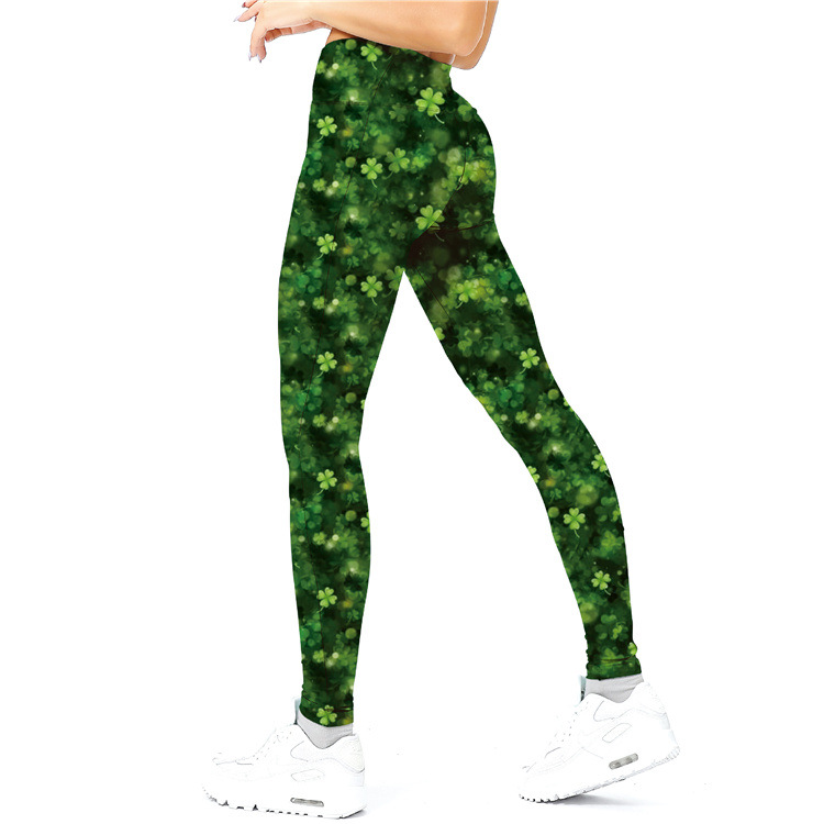 Leggings a nove punti da allenamento per yoga a vita alta in seta di latte stampata da donna_voghion.com