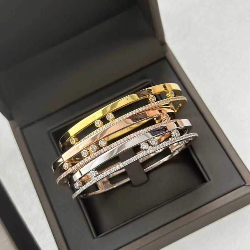 Pulseira clássica inteligente de alta definição semi-diamante banhada a ouro, joias de alta qualidade_voghion.com