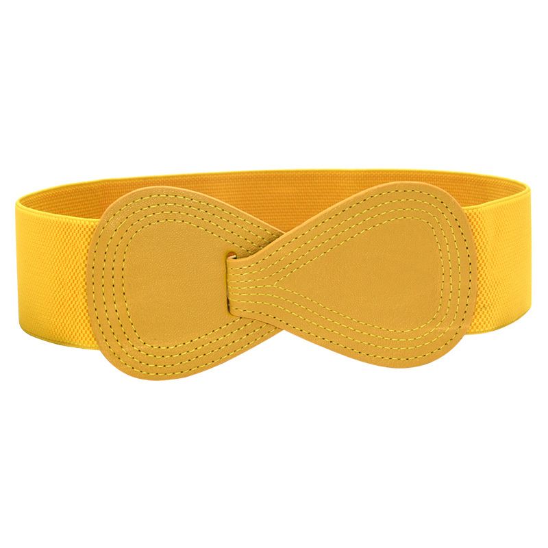 HOT Solid Color Red Black White 1PCS Corset Bow Waistband Waist Bowknot Leather Elastic Wide Hook Belt_voghion.com