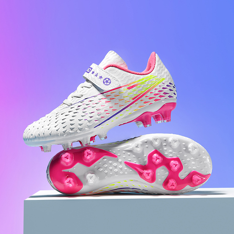 Children's Velcro style long staple indoor training competition football shoes for boys and girls_voghion.com