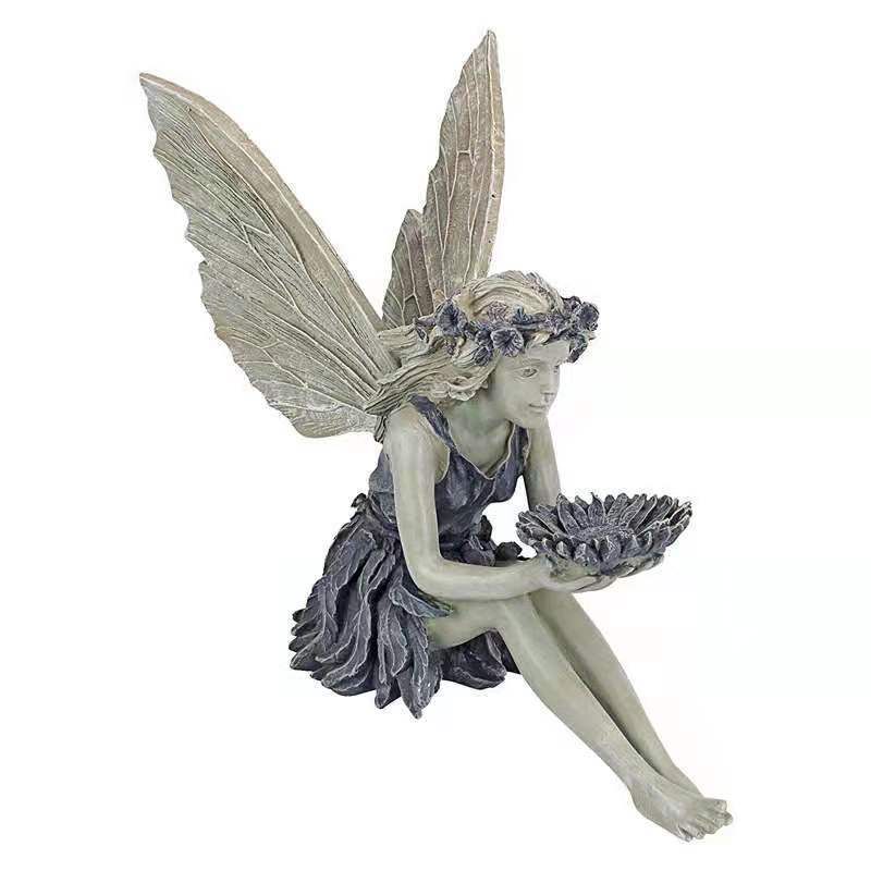 New Home Fairy Bird Feeder Girl Little Angel Statue Outdoor Yard Decoration Ornament_voghion.com