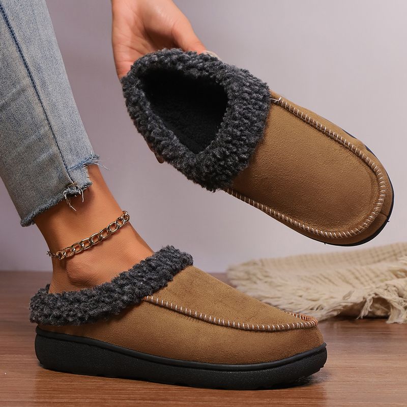 Women's Shoes Warm Suede Thick Autumn And Winter Indoor Half Covered With Home Cotton Slippers To Keep Warm In Winter_voghion.com
