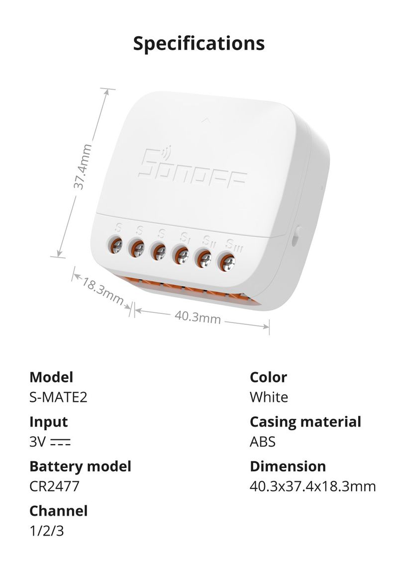 SONOFF S-MATE Extreme Switch Mate S-mate2 Remote Automation Module Diy Smart Home With MINIR4/DUALR3/DUALR3_voghion.com
