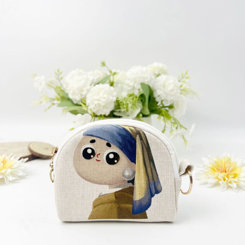 Digital Printed Zipper Coin Purse Shell Clutch Storage Key Small Bag Handmade Fabric Wallet Card Holder_voghion.com